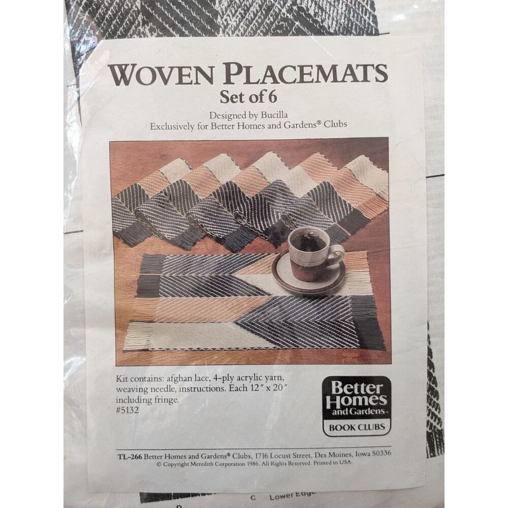 Vintage 1986‎ Better Homes & Gardens Woven Placemats Craft Kit Boho Natural Look